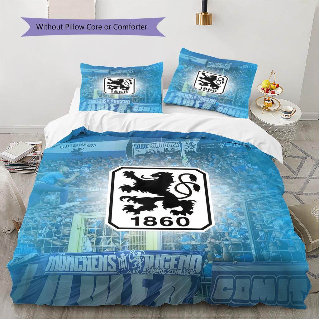 1860 Munich Logo Bedding Quilt Set Quilt Cover Pillowcase Home Decoration Birthday Gift (1 * Duvet Cover + 2 * Pillowcase, Without Core)