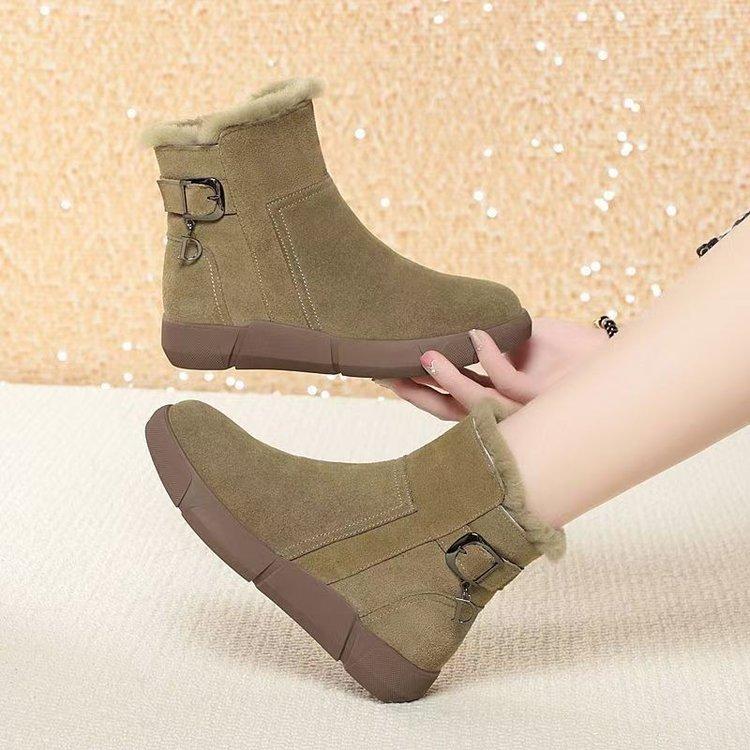 Popular Snow Boots Women's 2025 Winter New Velvet Thickened Warm Short Boots Non-slip Cotton Shoes Northeast Thick-soled Cotton Boots