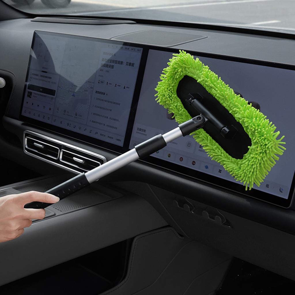 Interior Windshield Cleaning Tool 180 Degree Rotatable and Extendable Handle Auto Inside Glass Wiper Kit for Cars