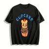 Cute Bear Cupcake Graphic Print T-Shirt Unisex Casual Loose Crewneck Tee For Kids Adults Pure Cotton T-shirt