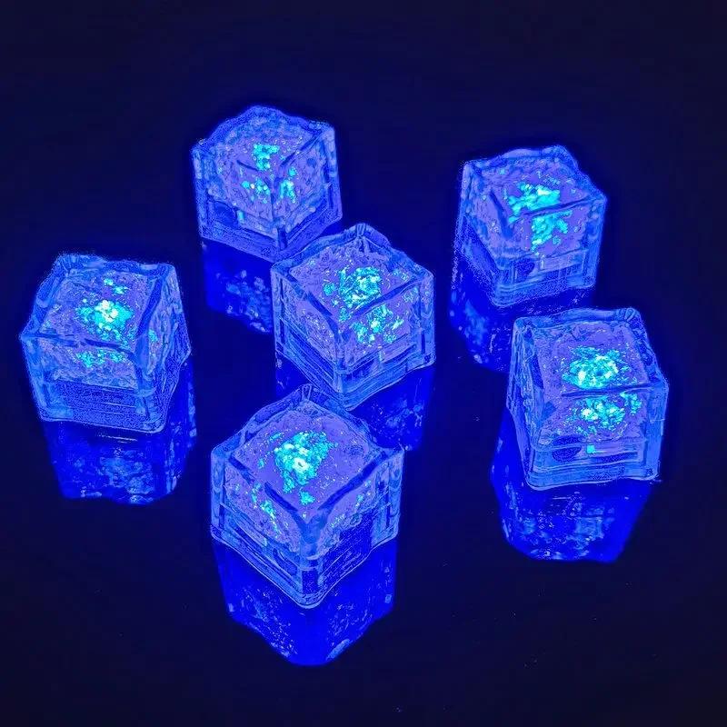 LED Luminous Ice Cube Toy Glowing Colorful Sensor Light for Kids Bath Party Bar Wine Glass Water Decor Festival Night Light