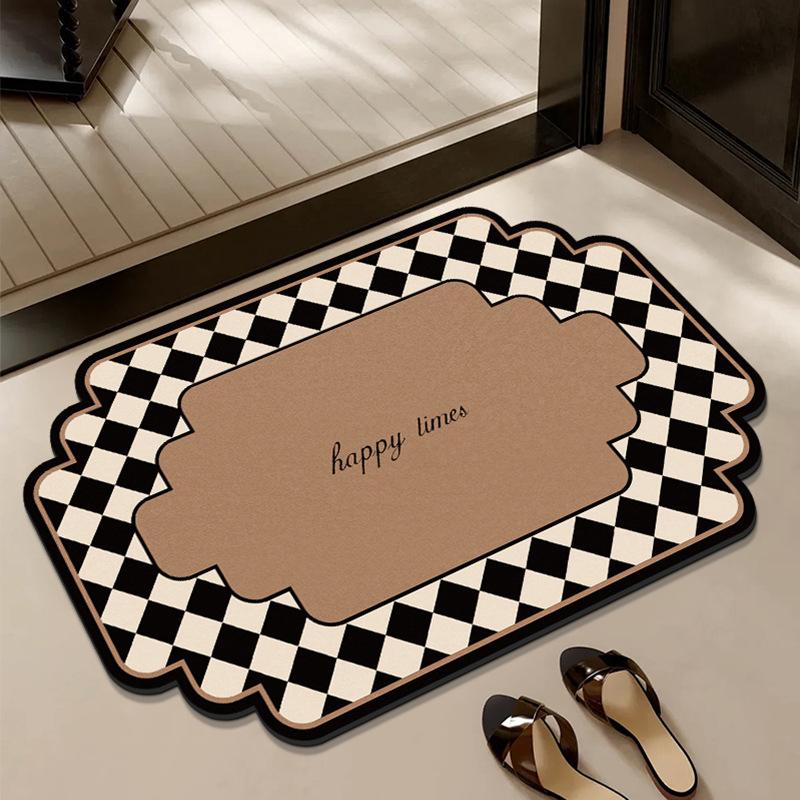 Medieval Style Diatom Mud Floor Mat, Bathroom Water-Absorbing Quick-Drying Non-Slip Floor Mat, Bathroom Door Dirt-Resistant And Easy-To-Take-Care