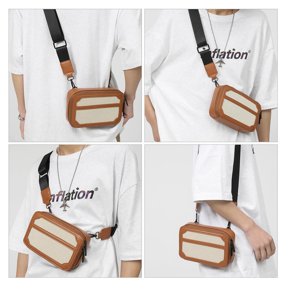 Whatna Leather Crossbody Chest Thick PU Leather Messenger Horizontal Fits iPad Shoulder Crossbody Cycling Men's One-Shoulder Bag, Bag, Bag, Bag,