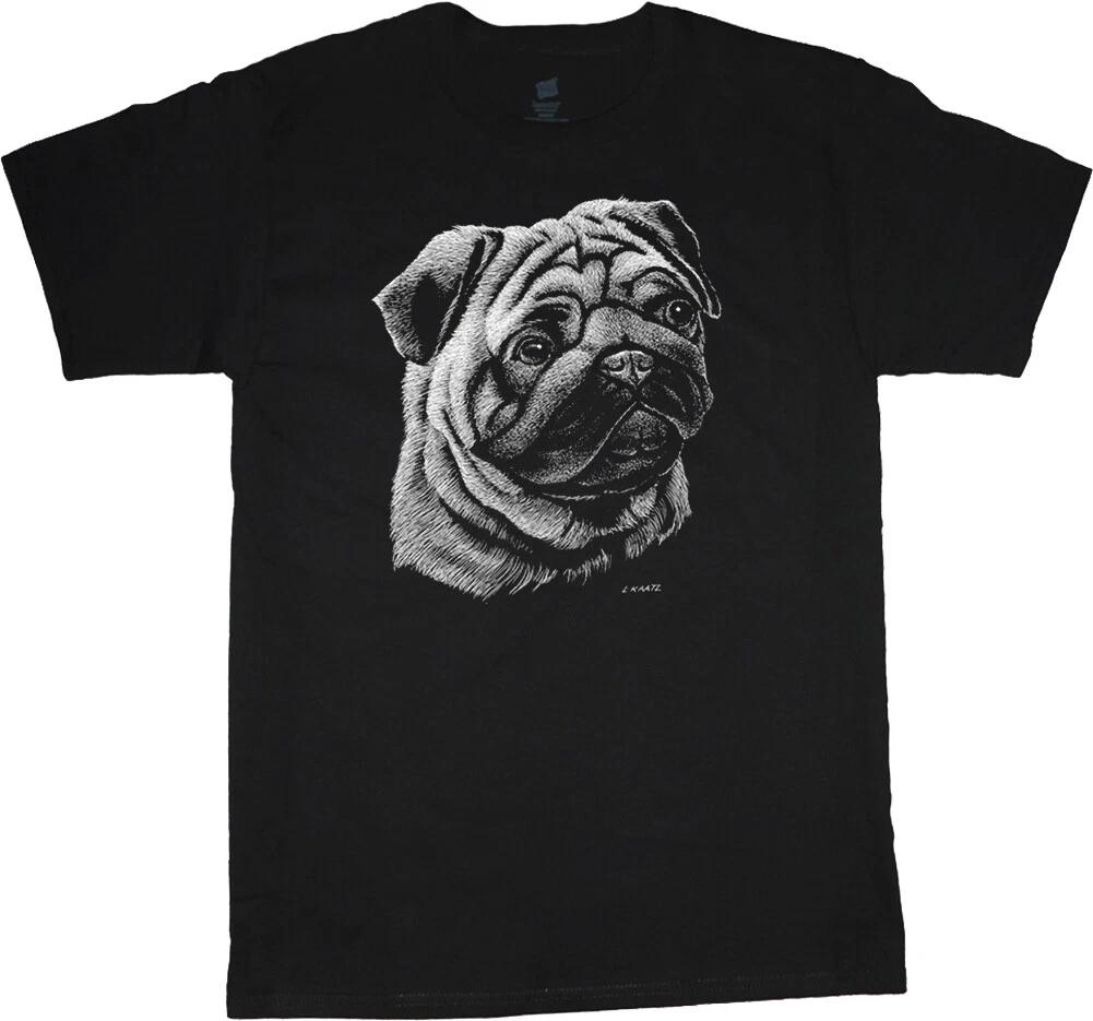 Pug T-shirt Dog Breed Portrait Cute Face Tee Men s Dog Person Gift XXXL