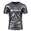 T-shirt da Uomo Lucida Metallica Estiva Casual Girocollo Manica Corta Top Magliette Nuova Moda Oro Costume di Scena Festa Disco Nightclub Tee
