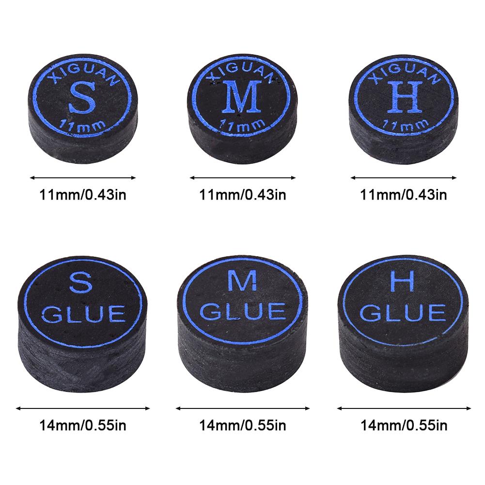 1PC 11/14MM Multi-Layer Pigskin Billiard Cue Tip Black Gemstone Snooker Nine-Ball Cue Tip Billiards Equipment