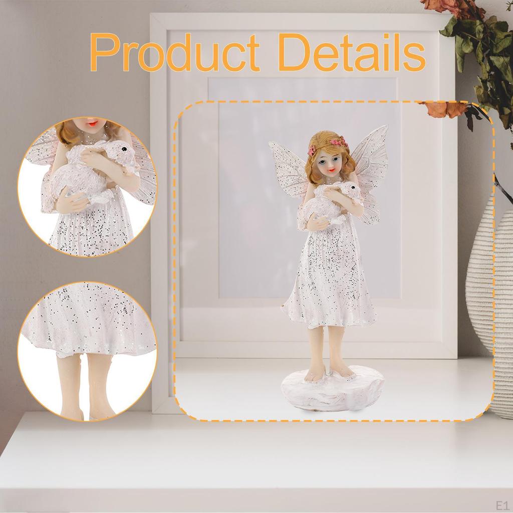 Angel Statue, Resin Sculpture, Creative Figurine, Desktop Ornament for Birthday Gift Home