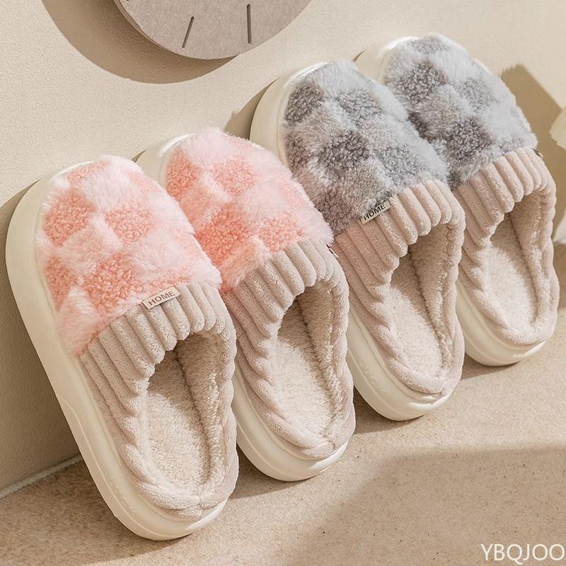 Fashion Cotton Slippers for Women In Winter Suitable for Indoor Use Anti Slip Thick Soled Cute Simple Comfortable Soft  Warm