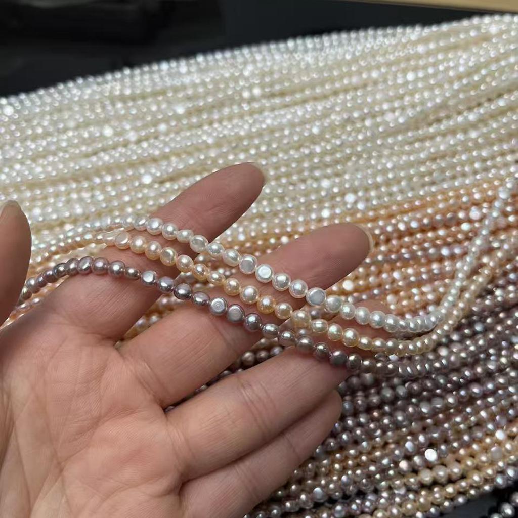 1String, Purple White Pink Natural Shell Mother of Pearl Beads, Boho Handmade Double-sided Light Beads, 4-5mm, for DIY Jewelry Materials, Beading 36cm