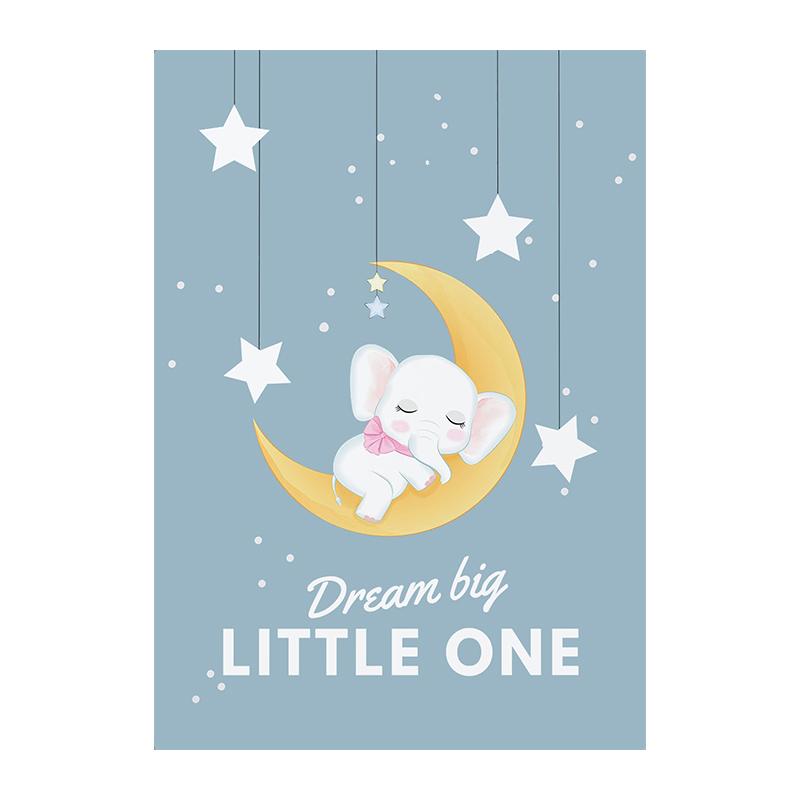 

Картина «Слоненок над луной» для детей, настенное искусство, печать на холсте, постер, милая забавная картина с животными для декора детской комнаты Cuadros 21x30cm No Framed