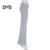 Women Flared Pants Elastic High Waist Solid Color Casual Trousers Basic Style Slim Fit Long Pants Daily Wear