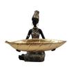 African Woman Fruit Plate Resin Storage Ornament – Decorative Desk Tray for Home & Office