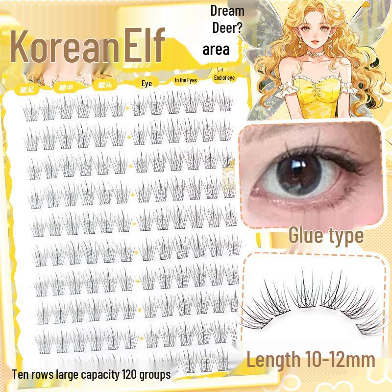 Dream Deer Korean Elf-Style Segmented False Eyelashes – Natural, Realistic Look, 10 Rows, New Style.