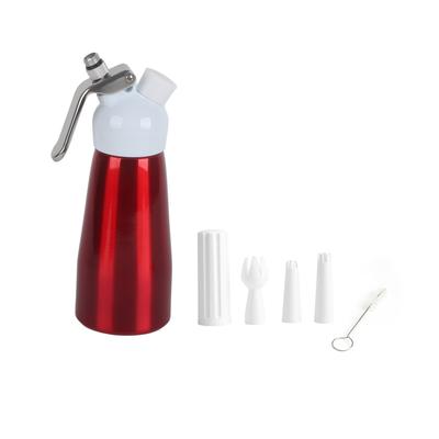 Dispenser portabil de unt și cremă de desert din aluminiu roșu, 250 ml, aparat de spumă Whipper