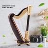 3.5in Wooden Miniature Harp Replica with Gift Case Instrument Model Musical Gifts Ornaments