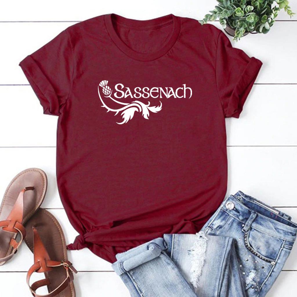 Koszulka Sassenach dla kobiet Koszulki z serii Outlander Book Series Koszulki z serialu Outlander Tv Show inspirowane Claire Jamie Fraser Koszulki z grafiką