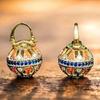 Exquisite  Gold Color Round Inlaid with Multicolored Zircon Dangle Earrings for Women Daily Accessory Gifts