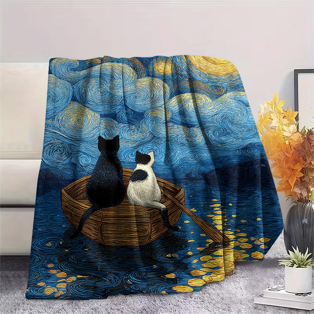 

Cow Cat Print Flannel Blanket, High quality Comfortable for All Seasons, Home Decor, Warmth and Comfort, Perfect for Christmas Gifts 80cm x 120cm