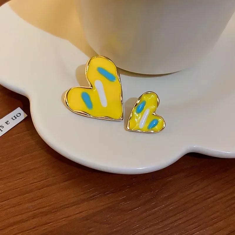 New Trendy Charm Yellow Acrylic Ball Stud Earrings for Women Classic Temperament Geometry Korean Earrings Jewelry Accessories