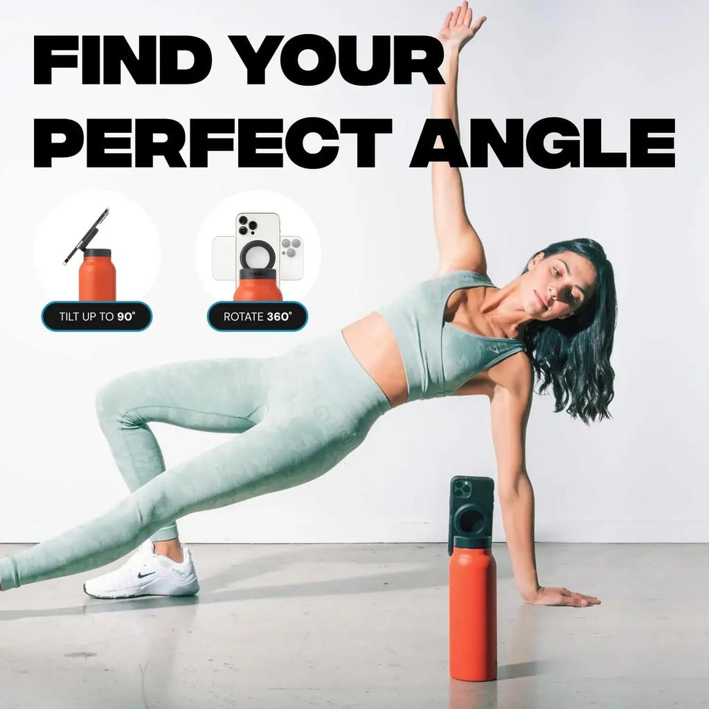 Isolierte Sportwasserflasche mit magnetischer Handyhalterung und eingebautem Ständer Perfekt für Fitnessstudio-Workouts, Outdoor-Abenteuer und Reisen
