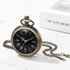 Roman Analog Antique Pocket Retro Bronze Pendant Watch with Keychain and Chain Necklace Perfect Gift for and Christmas Men's Watch - Birthdays,