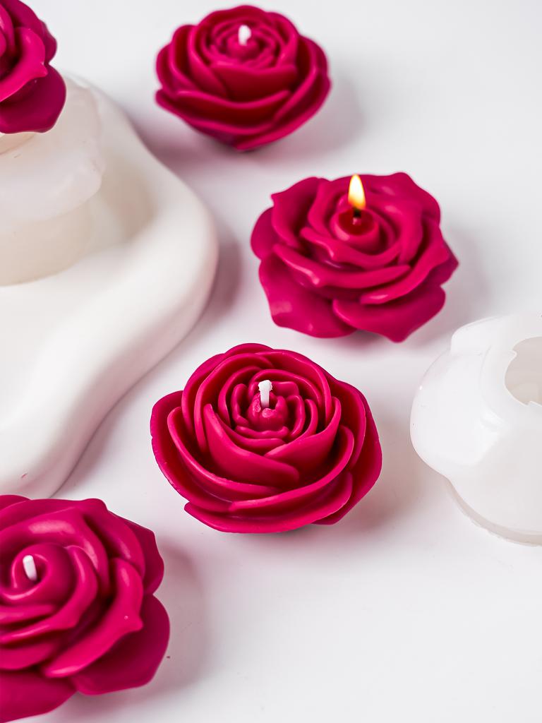 3D Ros Blomma Doftljus Silikonform DIY Pion Handgjord Tvål Gips Choklad Bakning Hantverk Gjutformar Heminredning Gåva