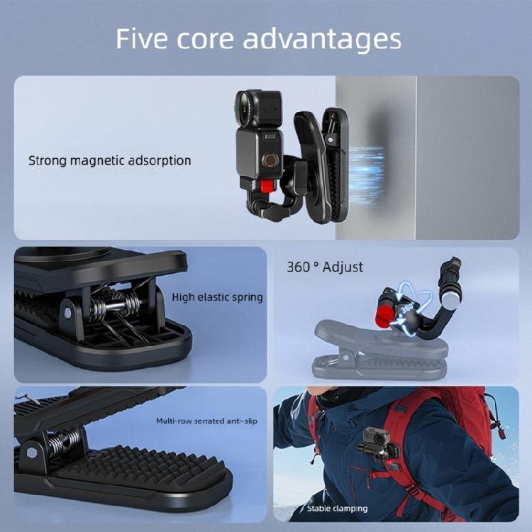Plastic Backpacks Clip With Powerful Magnetic Base Effortless Attachment To Metal Surfaces For Steady Shots