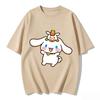 2026 Koszulka Cinnamoroll miękka bawełna krótki rękaw okrągły dekolt uroczy nadruk lekka letnia bluzka dla kobiet codzienne casualowe ubranie
