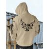 Autumn Winter Trendy Men's Vintage Streetwear Hooded Sweatshirt with Gothic Design, Featuring Demon Wings and Thorns Print on the Back