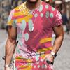 Summer Fashion Men's Abstract Art Graffiti 3D Printed T-shirt Comfortable Soft Breathable Loose Large Casual Sports Versatile Short Sleeve T-shirt