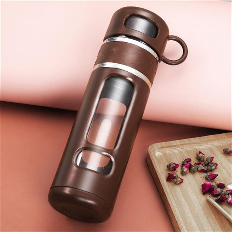 

520ML Tea Water Bottle With Tea Filter High Borosilicate Glass Tea Water Separation Water Cup Portable Filtering Bottle Tumbler 520ml коричневий