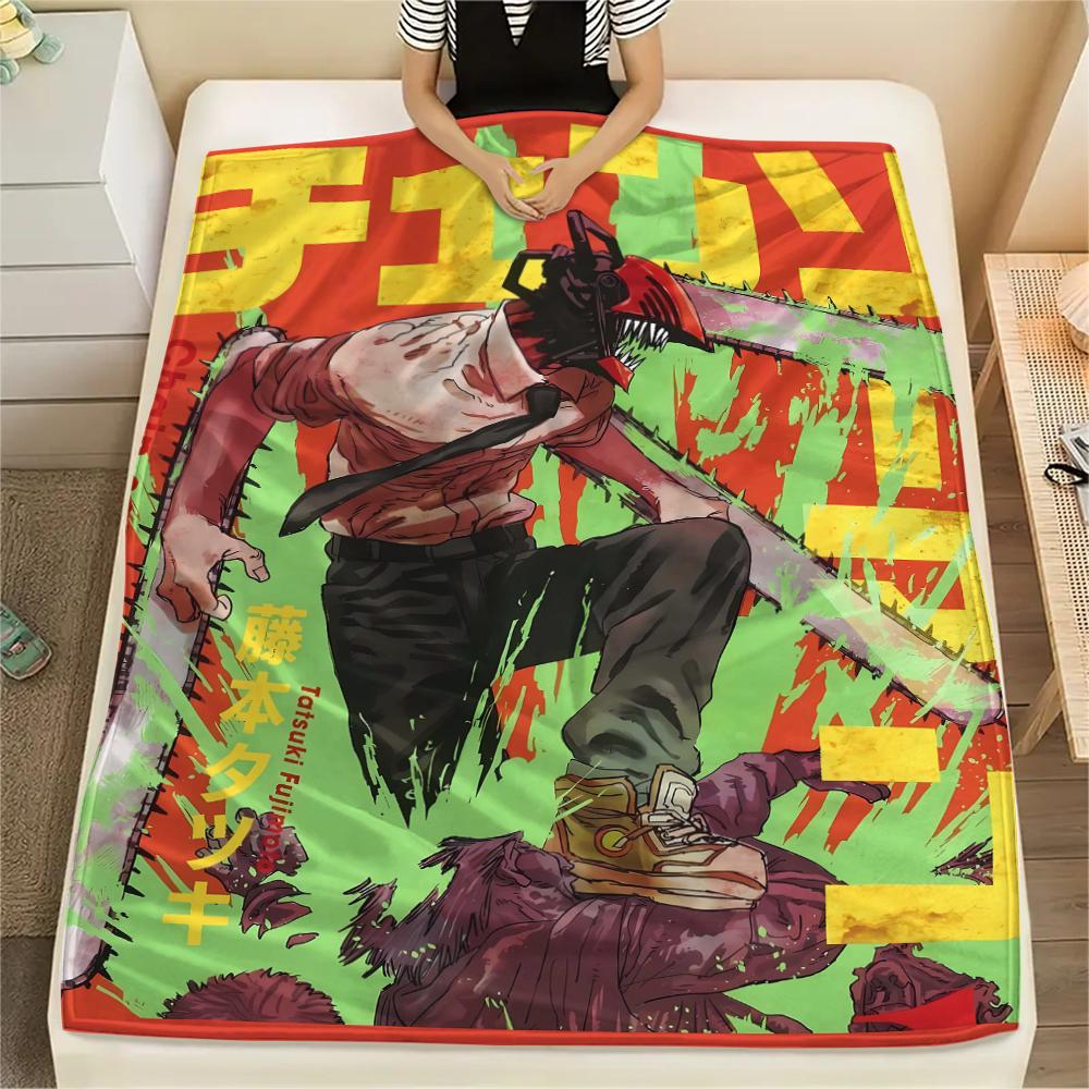 1Pc Chainsaw Man Print Flannel Blanket, High quality Comfortable for All Seasons, Home Decor, Warmth and Comfort, Perfect for Christmas Gifts