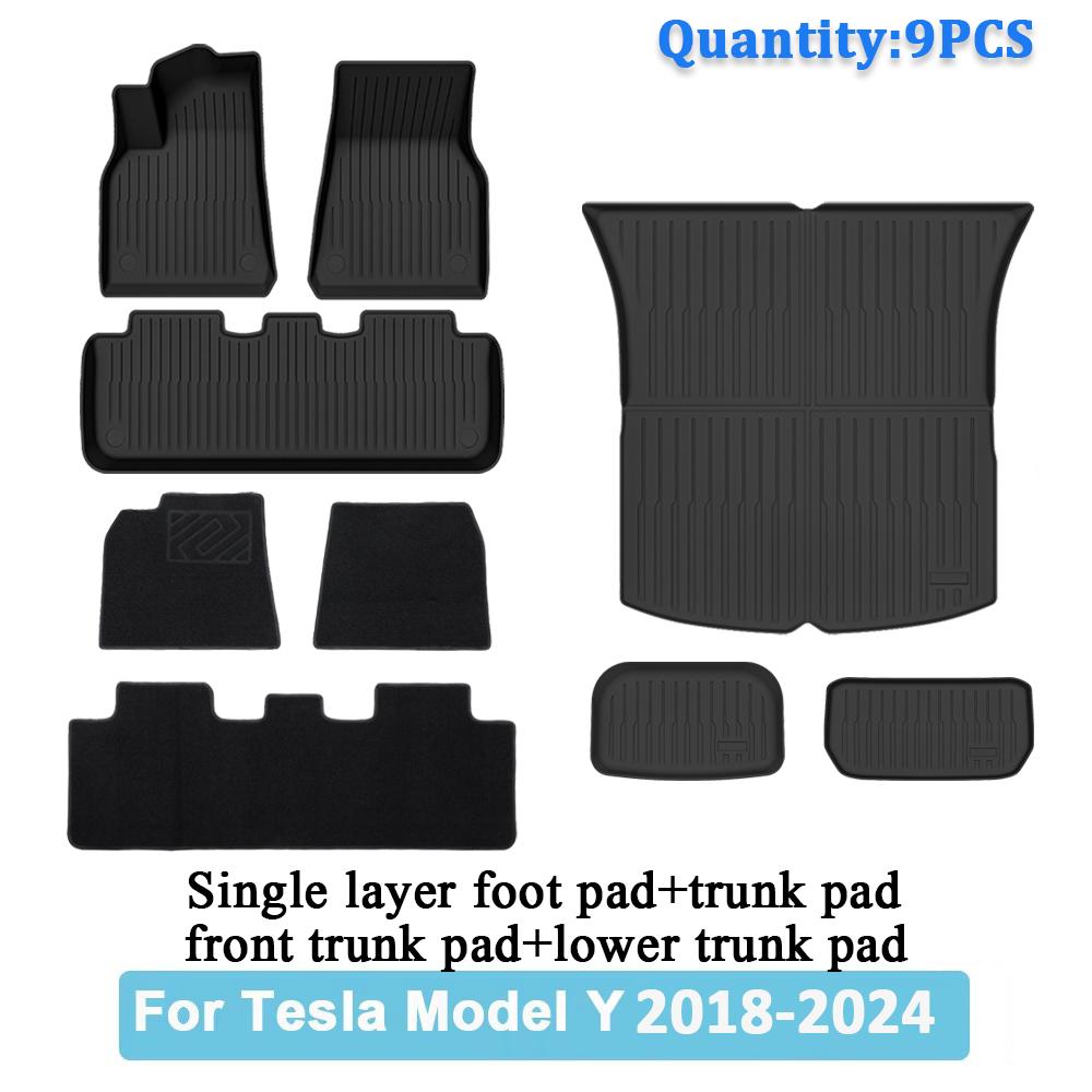 Car Trunk Mat For Tesla Model Y 2020 2021 2022 2023 2024 TPE Floor Mats & Cargo Liner All Weather Trunk Mats Floor Liner Mat