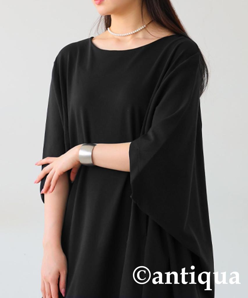 Antiqua Dolman Short Regular Size Women's Dress, Sleeve, (S-L), 05, Black, PN-00471