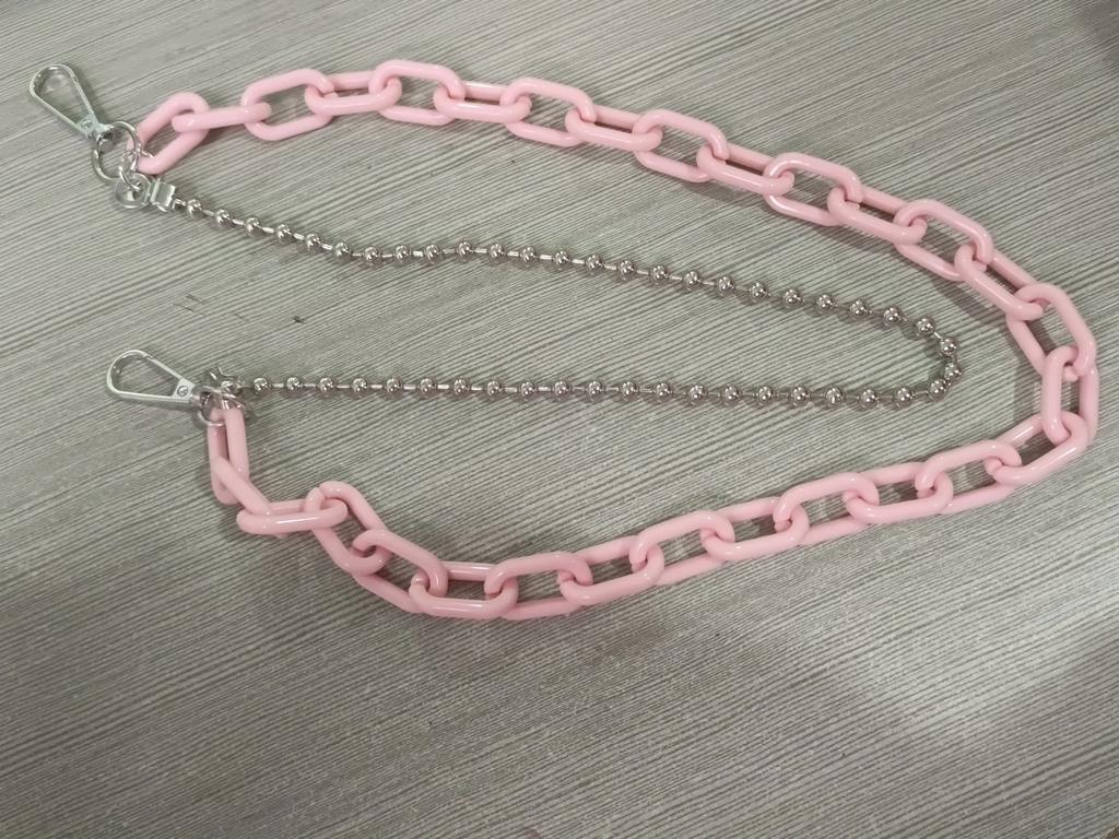 Hip Hop Punk Belt Chain Key Chain Ring Women Men Multicolor Resin Circle Heart Pendant Waist Chain Bag Car Jeans Skirts Pants