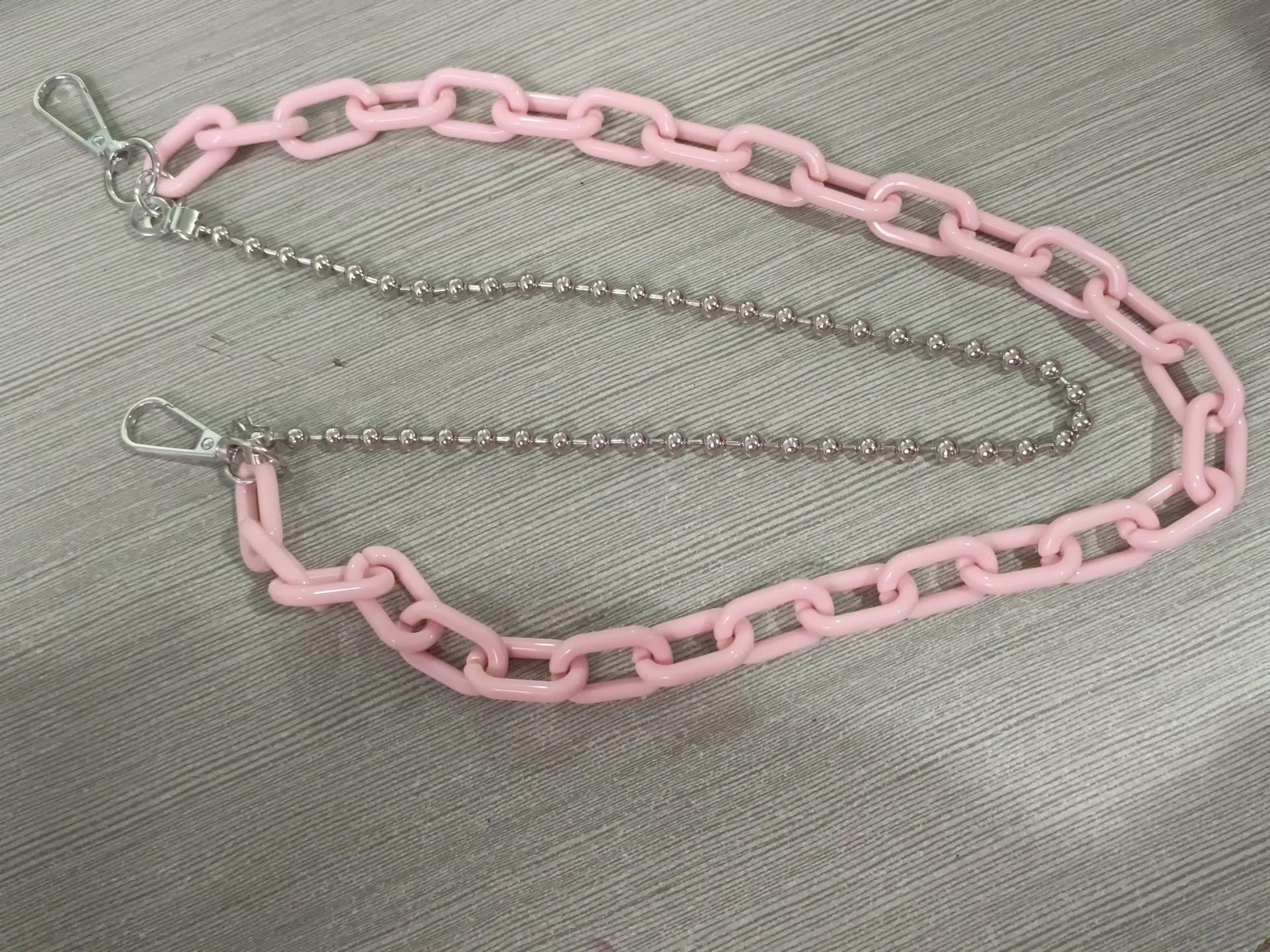 Hip Hop Punk Riem Ketting Sleutelhanger Ring Dames Heren Veelkleurig Hars Cirkel Hart Hanger Taille Ketting Tas Auto Jeans Rokken Broeken