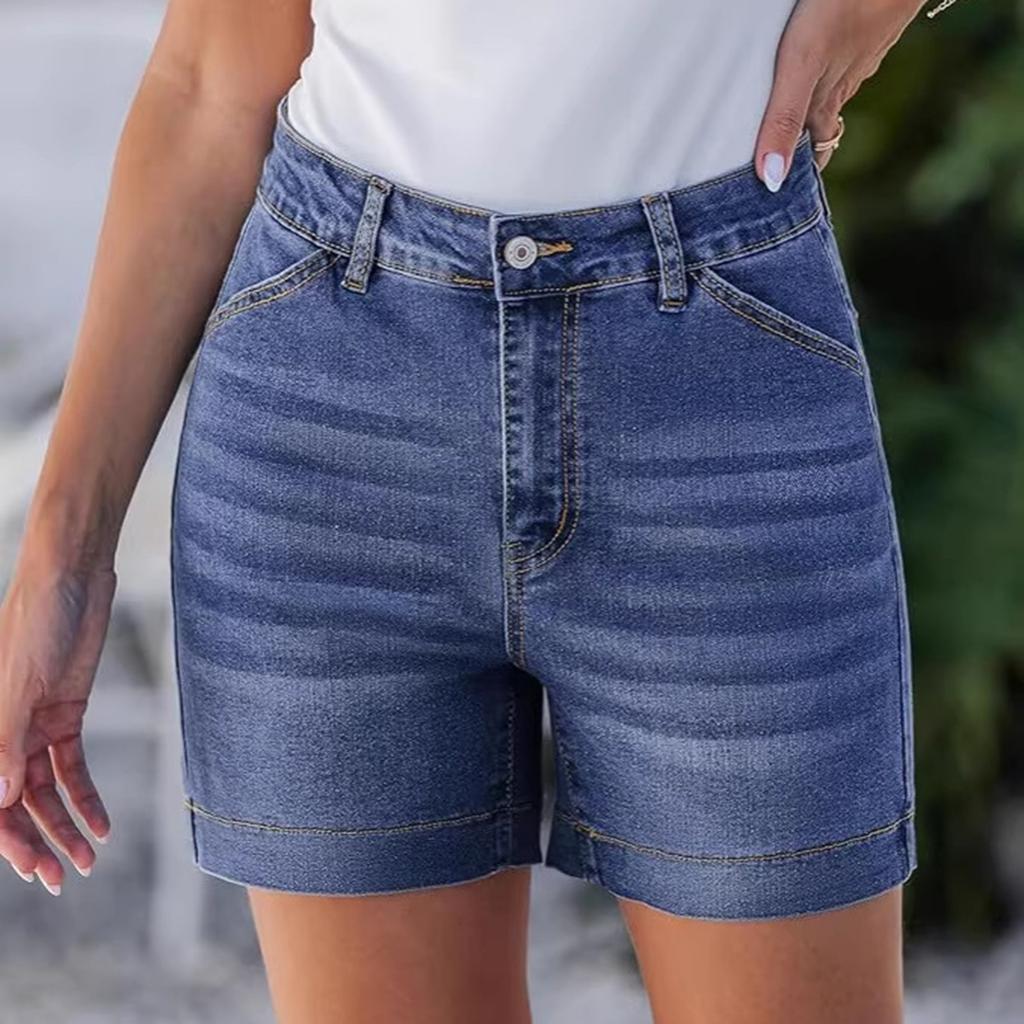 Ladies' Casual Hole  Versatile Fashionable Denim Shorts