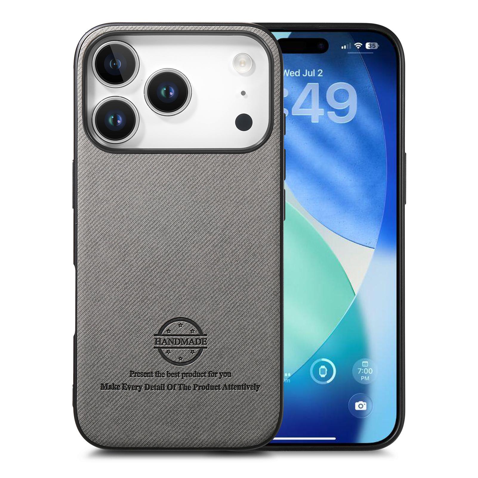 

For iPhone 17 Pro Max Case Leather Phone Back Cover with Cloth Texture