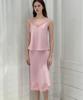 LAUTREDE MIN Lautre Lace Satin Flare Pink Skirt