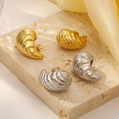 Design Orecchini Pendenti Vuoti in Acciaio al Titanio con Texture a Goccia d'Acqua Atmosferica Orecchini di Nicchia Premium