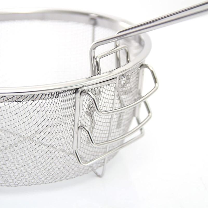 Filter Basket Frying Basket Cooking Tool Stainless Steel Texture Round Basket Cooking Accessory Deep Fryers Strainers