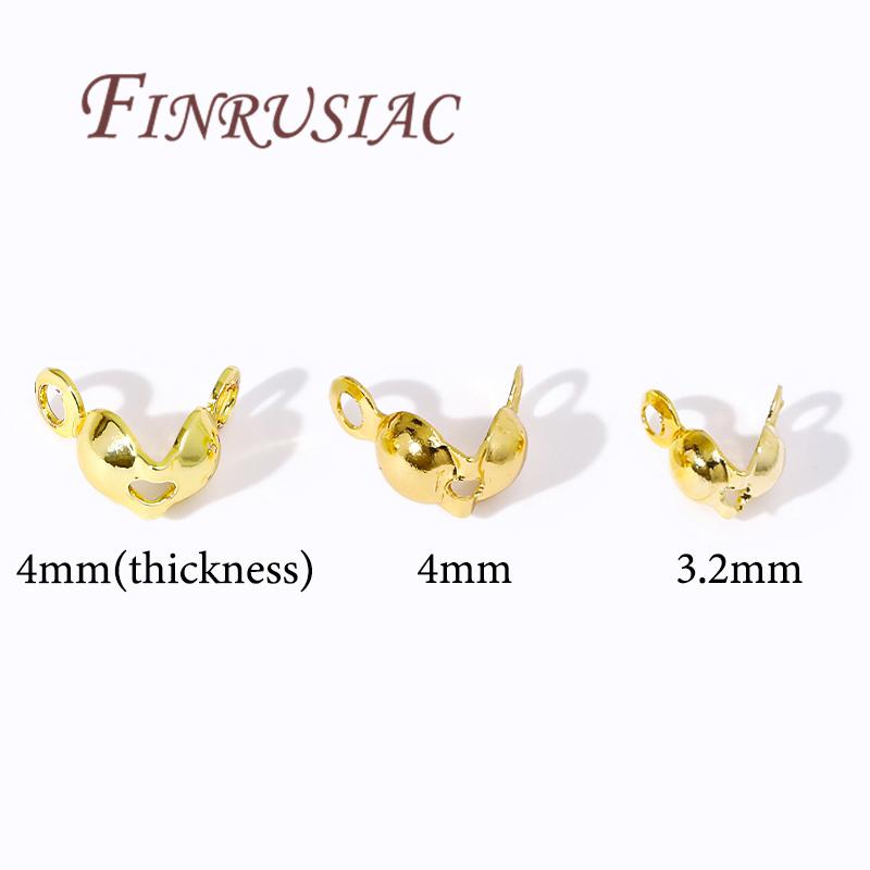 3.2mm 4mm 18K Gold Plated Crimp Bead Cover,End Caps For Jewelry Making Supplies,DIY Bracelets Accessories,Crimp Beads Findings