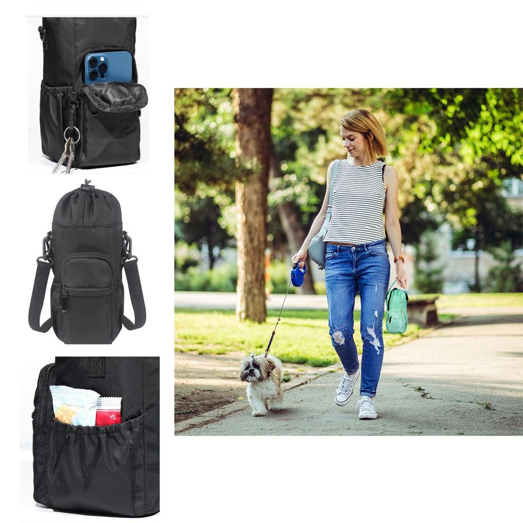 Oxford Water Bottle Sling Bag Durable And Stylish Water Bottle Carrier For Walking And Hiking Black