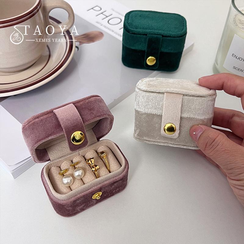 High End Velvet Portable Jewelry Rings Jewelry Box Compact Travel Earring Storage Box Mini Exquisite Packaging Box 2026 New Box