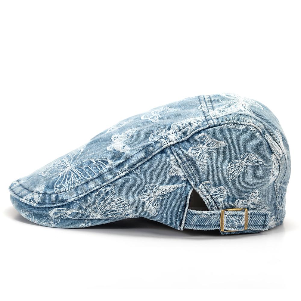 Butterfly Peaked Cap Retro Denim Beret Women Jacquard Progressive Cap