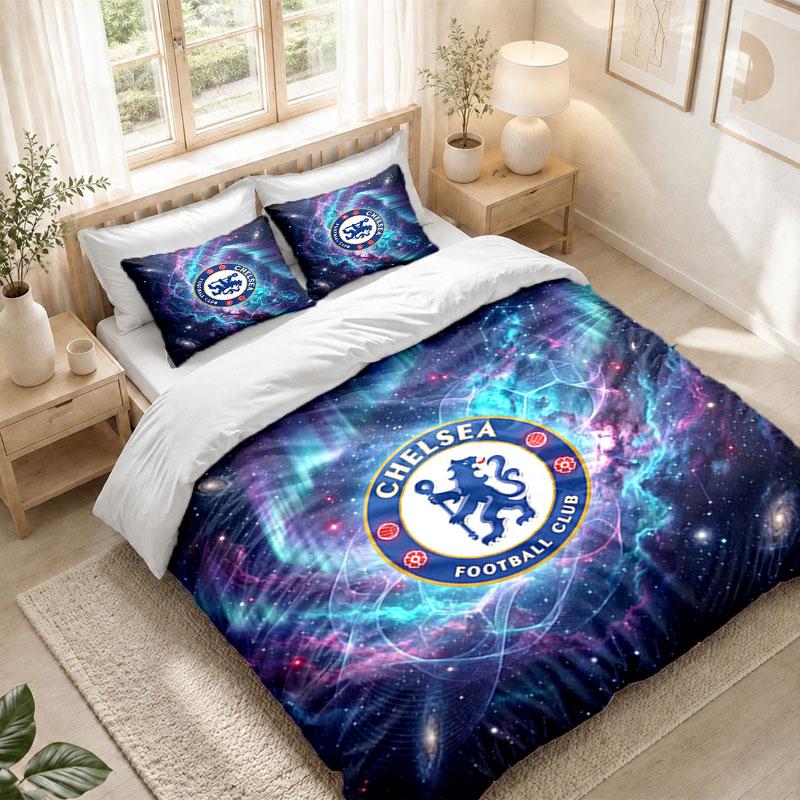 Bedding Set 1 Duvet Cover 2 Pillowcases Chelsea FC Print Bedroom Home Decoration