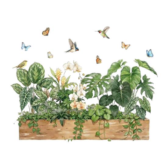 Fensteraufkleber Frühling Garten Design Doppelseitige Sichtbarkeit Elektrostatische Haftung Glasaufkleber Heim- und Geschäftsfensterdekoration