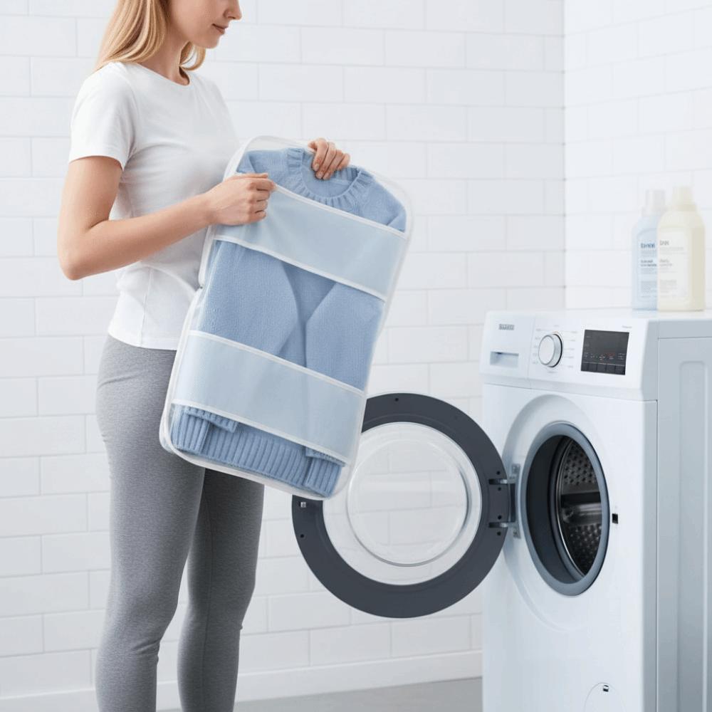 Fine Mesh Mesh Sweater Washing Bag Double Fixed Belt Clothing Organizer Bag  for Knitted Wear