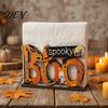 Cute Desktop Storage Box Halloween Wooden Napkin Holder, Pastel Pumpkin Ghost Black Cat Tabletop Tissue Dispenser, Waterproof Party Table Decor