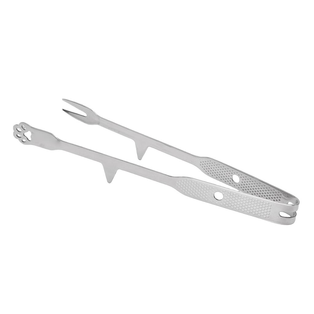 Kitchen Tong with Tip 316 Stainless Steel Anti Slip BBQ Grill Tong with Fork for Steak Meat Vegetables Cooking Serving